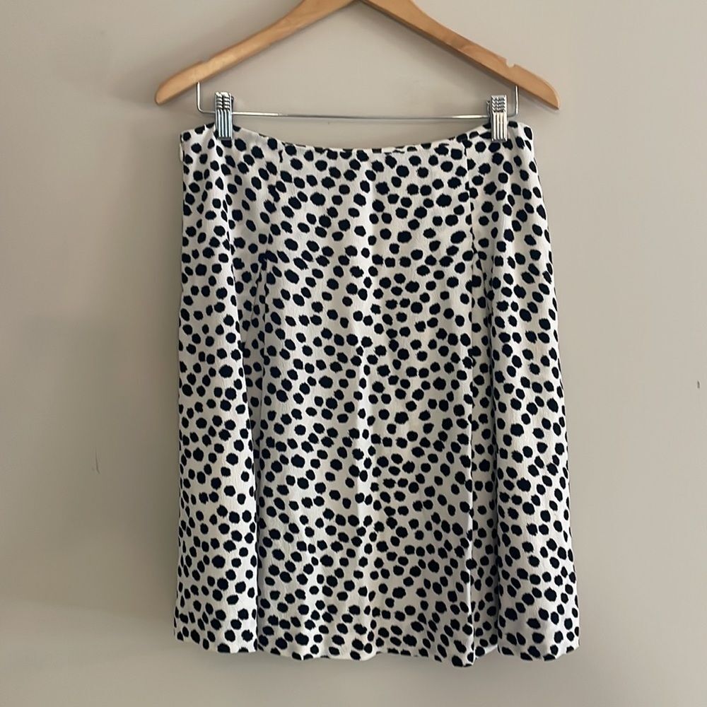 LOFT White and Black Polka Dot A-Line Skirt - Picture 5 of 6